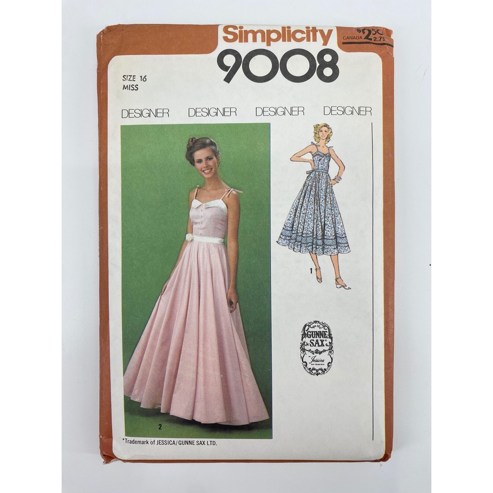Vintage Simplicity 9008 Gunne Sax Jessica Dress Sewing Pattern Size 16 70s UNCUT
